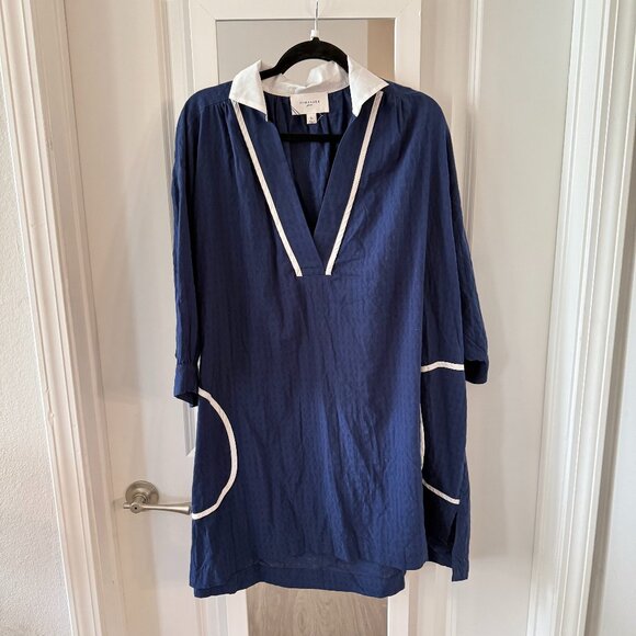 Navy Lizzie Coverup POMANDER PLACE Size XL Color Blue White - Picture 1 of 4